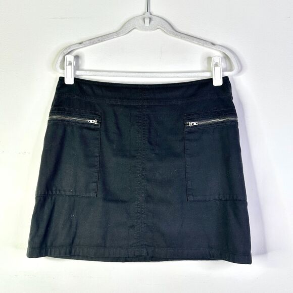 Kenneth Cole Skirt Women 8 Black Mini Zipper Pockets Athleisure Cute Goth Boho - Picture 1 of 7
